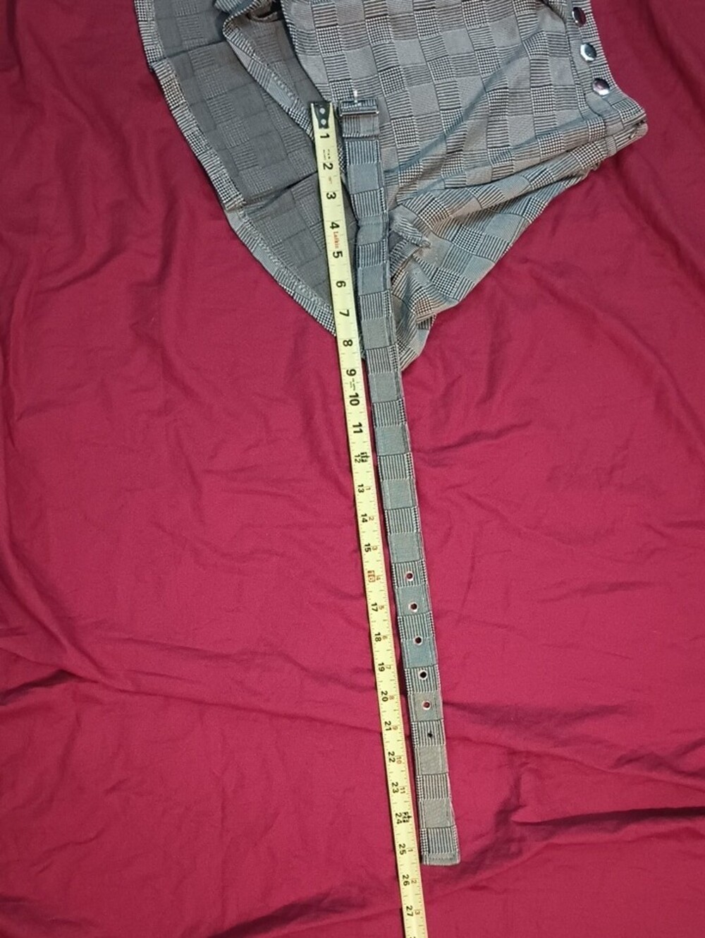 CBR Gray Plaid Pleated Mini Skort Side Thigh Buckle Woman's L Metal Detail Sexy - Picture 9 of 15